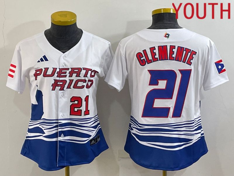 Youth 2023 World Cub Puerto Rico #21 Clemente White MLB Jersey